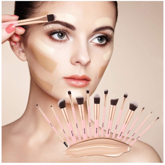 PINK Makeup pro brush set 14 pieces NEW - Picture 6 of 6